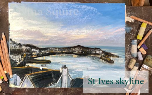 St Ives Skyline - Online Art Workshops - draw along in real time - soft Pastel Workshop