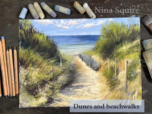 Dunes and beach walks - Online Art Workshops - draw along in real time